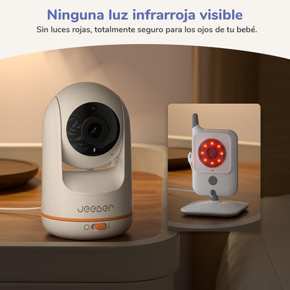 Cámara Bebé 5" – Rotación 360°, Visión Nocturna, Detección de Llanto